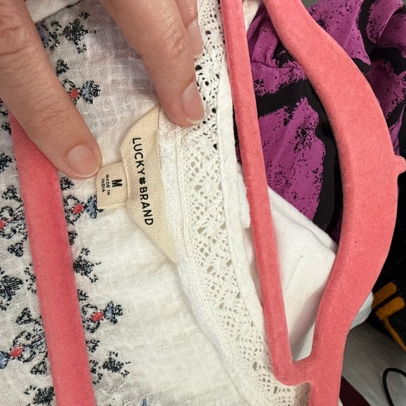 Lucky Brand Floral Lace Trim Top - Picture 3 of 4